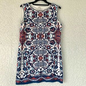 Max Studio Specialty Products Women's Blue Persian
Rug Print  Mini Dress size M